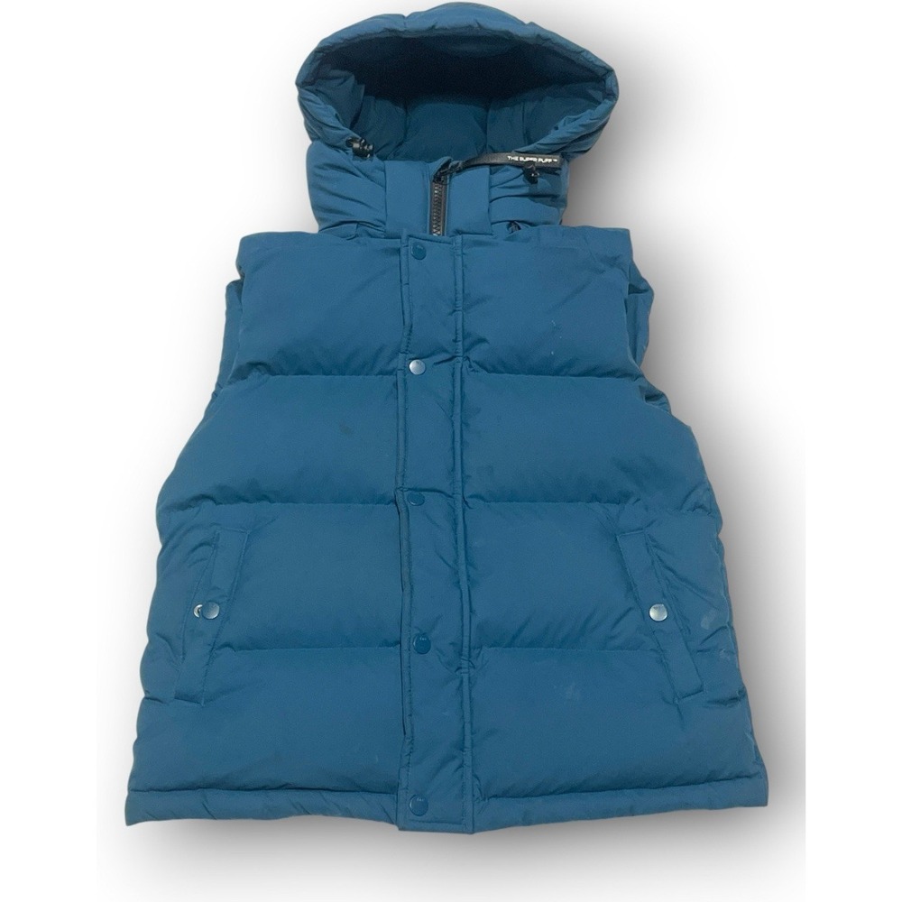 Aritzia Tna The Super Puff Vest Small Blue Hooded Down Puffer AS-IS